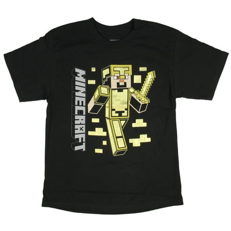 Mojang - Mojang Minecraft Shirt Boys' Steve Gold Armor Foil Print ...