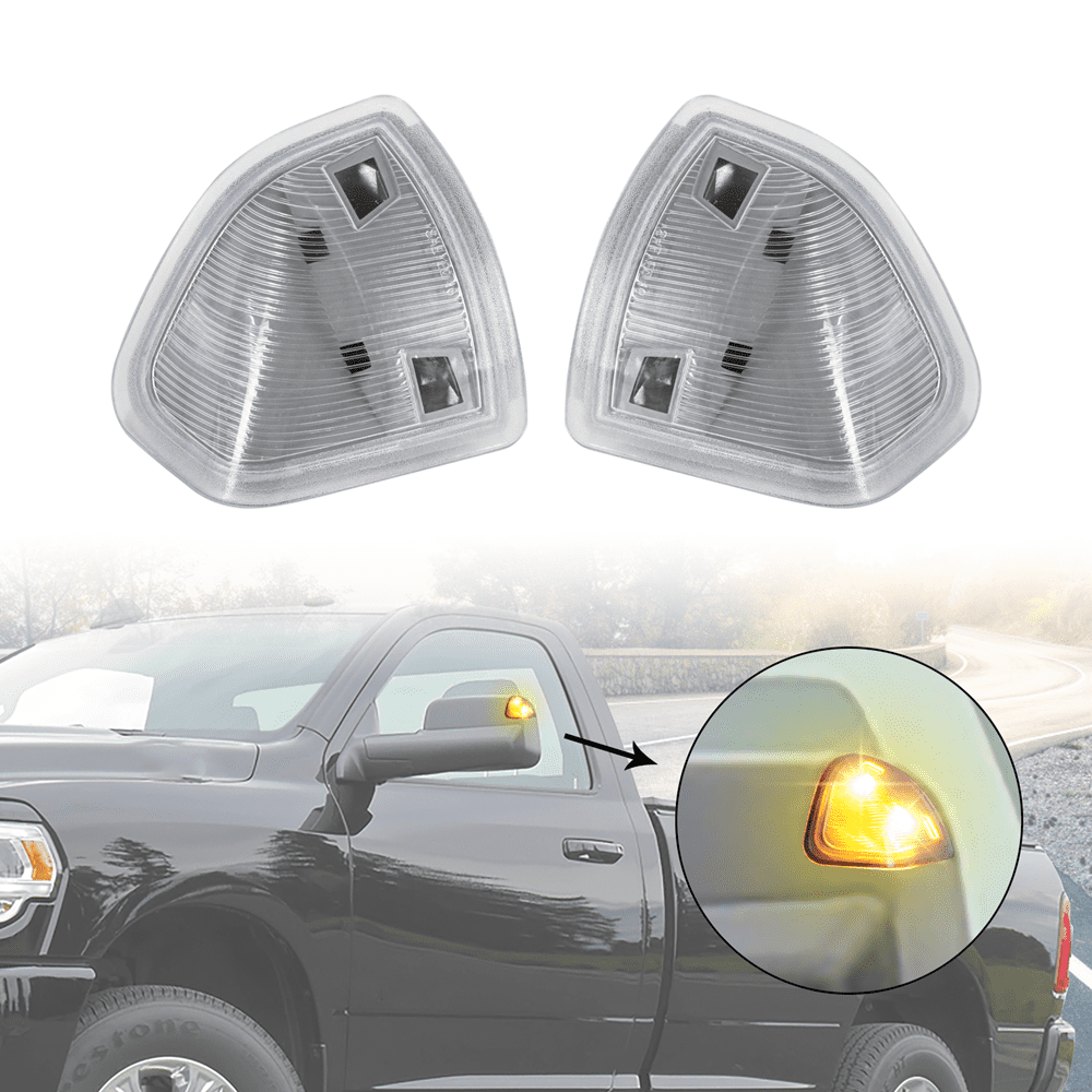LED Turn Signal Light Left & Right Side Rear View Mirror Lamps Replacement for 2010-2018 Dodge Ram 1500 2500 3500 4500 5500 Clear Lens Replace 68302828AA 68302829AA 