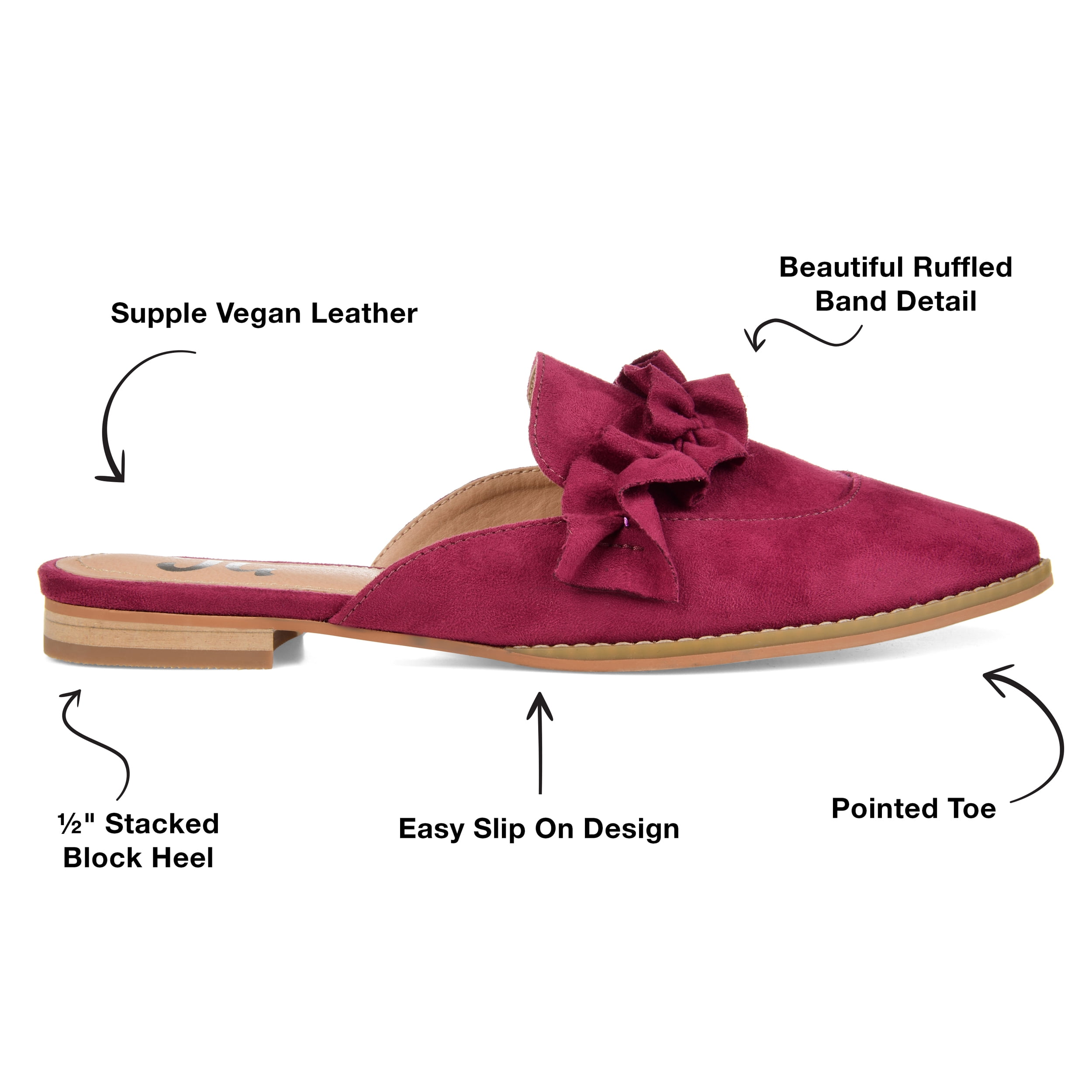 Journee Womens Kessie Slip On Pointed Toe Mules Flats