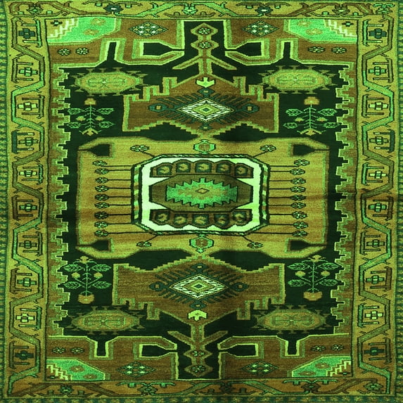 Ahgly Company Indoor Square Persian Green Traditional Area Rugs, 4' Square