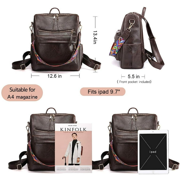 Yomym Women Backpack Purse Fashion Travel Bag Multipurpose Designer Handbag Ladies Satchel PU Leather Shoulder Bags, Women's, Size: One size, Brown