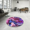 thumbnail image 4 of Ahgly Company Machine Washable Indoor Round Transitional Purple Area Rugs, 5' Round, 4 of 7