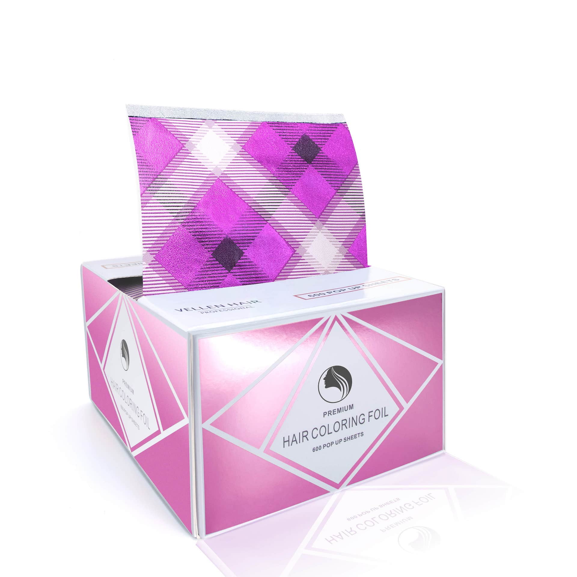 Vellen Hair Pop Up Aluminium Foil, Pop Up Foil Sheets, Hair Foil For Highlighting - 600 Sheets  - Pink Checkered