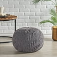 thumbnail image 2 of GDF Studio Ashbury Outdoor Modern Handmade Cotton Knit Round Pouf, Dark Gray, 2 of 8