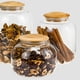 thumbnail image 4 of EeaseMX Tarro de caramelos con tapa de bambú de 900 ml, recipiente de vidrio transparente de borosilicato para granos alimenticios., 4 of 7