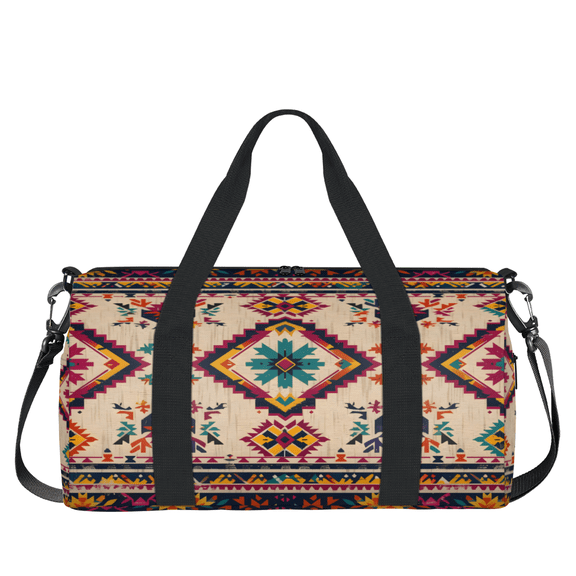 Herdesigns Ethnic Southwest Geometric Stripes Gym Bag for Women, Duffle Bag for Travel Sport, Lightweight Waterproof Carry on Weekender Overnight Dance Yoga Workout Bags