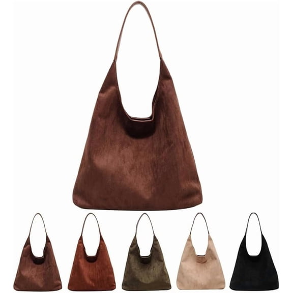 Woveruco Leather Hobo bags for women suede purse slouchy tote bag brown leather purse suede hobo shoulder bag
