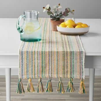 Way to Celebrate Striped Woven Cotton 14" x 72" Table Runner, Multi