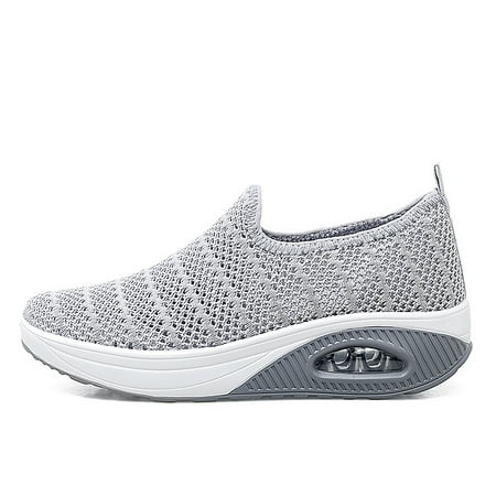 

Womens Walking Shoes Slip on Sock Sneakers Lady Girls Nurse Mesh Air Cushion Platform Loafers Fashion Casual