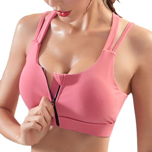 Sherrylily Women Zip Front Shock Absorber Wireless Yoga Sports Bras