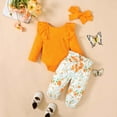 thumbnail image 2 of LOVZFMLL Toddler Girl Clothes Long Sleeve Romper Bodysuit Pants Headband 3 Piece Sets Going Out Streetwear Casual Fall Winter Outfits 12-18 Months, 2 of 9