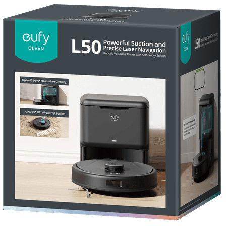 eufy Clean by Anker, RoboVac L50 with Self-Empty Station, 4,000 Pa Ultra Strong Suction, BoostIQ™ Technology, iPath™ Laser Navigation, Customizable AI.Map™ 2.0, 20 mm Max Climb, and Voice Control with