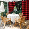 thumbnail image 4 of Outdoor Curtains for Patio Waterproof, Black Red Plaid Windproof Pravicy Outside Porch Blackout Curtain, Vintage Rustic Buffalo Checked Gingham Sun Blocking Curtains for Cabana 2 Panels 54"x108", 4 of 9