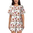 thumbnail image 1 of Xecao Rose Flowers Pattern Women's Short Sleeve Pajama Set Soft Sleepwear Lounge Set with Button Front Top and Drawstring Shorts with Pockets-3X-Large, 1 of 6