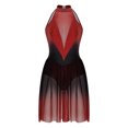 thumbnail image 3 of dPois Robe de Danse Lyrique Sans Manches à Strass Brillants pour Femmes, Dégradé de Couleur, Robe de Danse Moderne en Maille Bourgogne TTG, 3 of 7