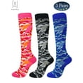 thumbnail image 3 of Gustave 3Pair Camo Compression Socks Nursing Performance Socks for Edema,Diabetic, Varicose Veins,Running Marathon Camouflage Pressure Socks "Black & Blue & Pink, L/XL", 3 of 6