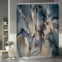 Baocicoo Blue Gold Marble Shower Curtain Gradient Print Blue Abstract Modern Shower Curtains for Bathroom Cubicle Bathtub Decor Fabric Durable Waterproof Shower Curtain with Hooks 72x84 Inches