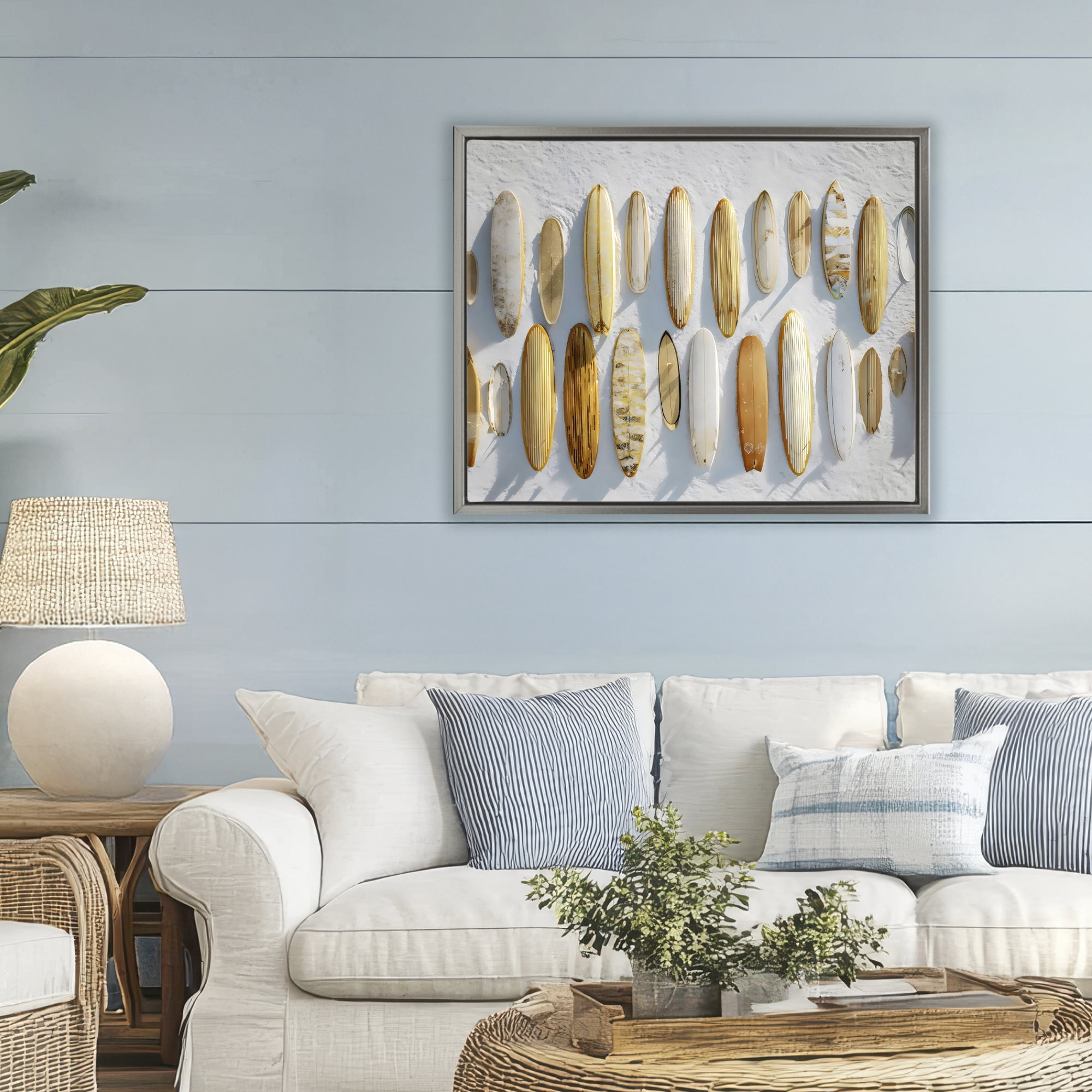 Stupell Industries Vintage Surfboard Collection Gray Framed Floater Canvas Wall Art, design by Franklyn Gregory