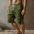 thumbnail image 2 of Viadha Mens Summer Linen Shorts Solid Casual Summer Shorts Elastic Waist Drawstring 5 Inch Side Split Hem Beach Gym Shorts with Pockets, 2 of 7