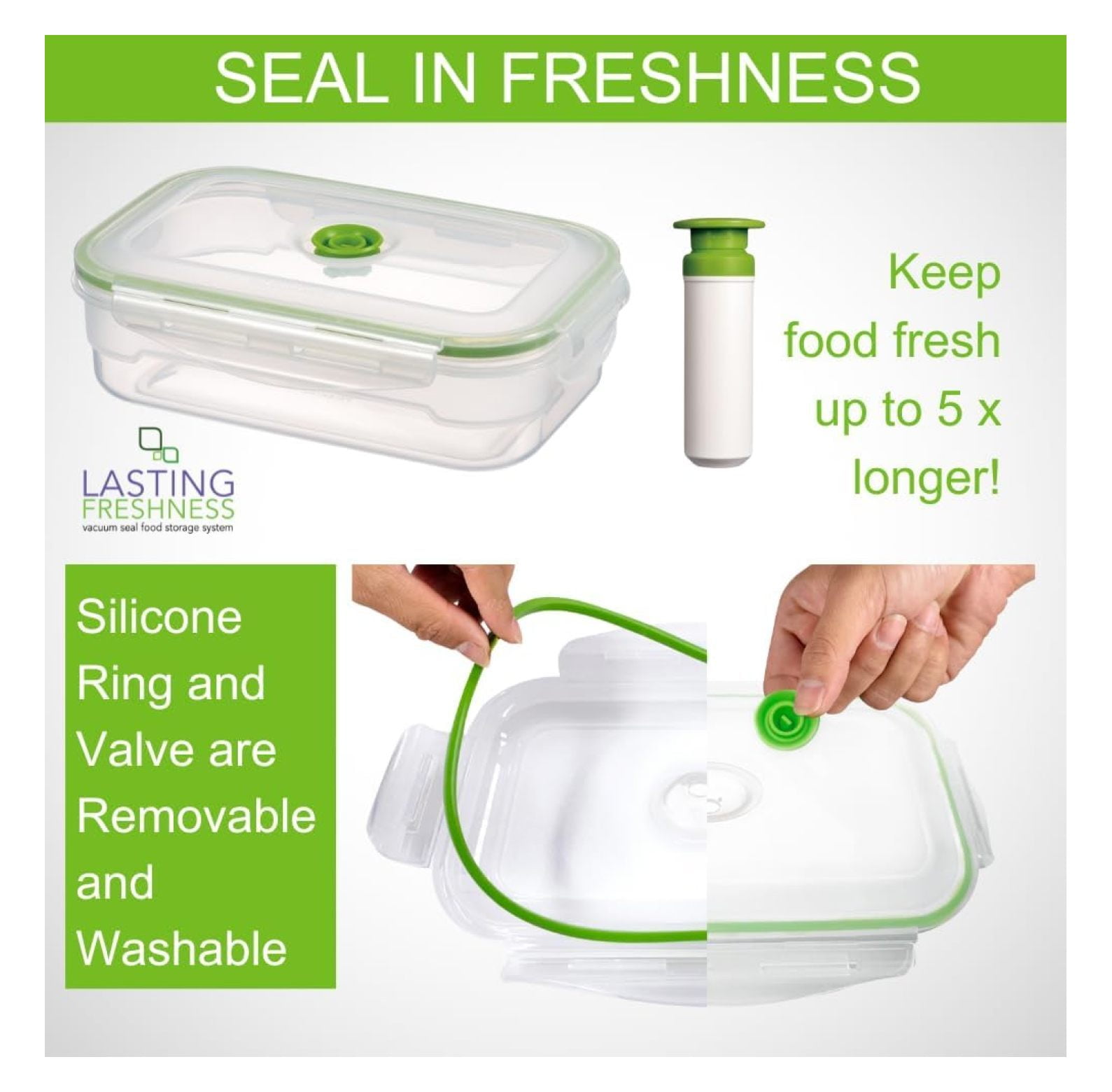 11 piece Vacuum Seal Food Storage Containers with Vacuum Pump, Airtight and Leak Proof, Vacuum Sealed Food Storage Containers, Meal Prep Containers, Keep Food Fresh up to 5 X Longer