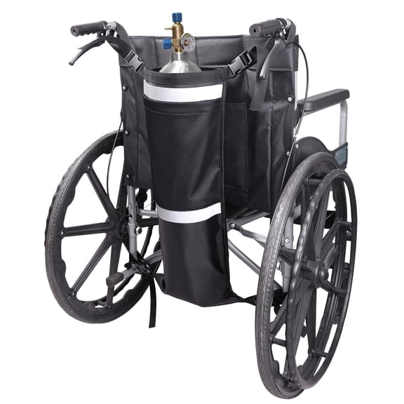 Lefeke Oxygen Tank Holder for Wheelchair, Portable D & E Cylinder Transport Bag, Oxygen Cylinder Bag with Storage Pocket and Adjustable Straps, Fit for Walker, Rollator, Scooter