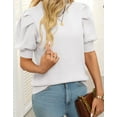 thumbnail image 2 of Cogild Puff Sleeves Sweaters for Womens Short Sleeve Crew Neck Oversized Sweaters Tops Solid Color, 2 of 6
