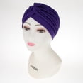 thumbnail image 3 of Mujeres señoras elástico turbante cabeza envoltura Chemo Bandana Hijab estilo indio sombrero Púrpura Zulema Sombrero de turbante para mujer, 3 of 8