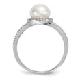 thumbnail image 2 of Sterling Silver Rhodium-plated 7-8mm White Button Freshwater Cultured Pearl and CZ Ring QR6543, 2 of 5