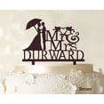 thumbnail image 1 of Mr & Mrs Wedding Cake Topper Personalized Brown Cake Topper Color Option Available 5-7 Inches Wide, 1 of 1