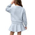 thumbnail image 5 of QTBIUQ Kids Girls Skirt Set Long Sleeve Knit Pullover Sweatshirt and Pleated Knit Skirt 2 Pieces Outfit Set, 5 of 5