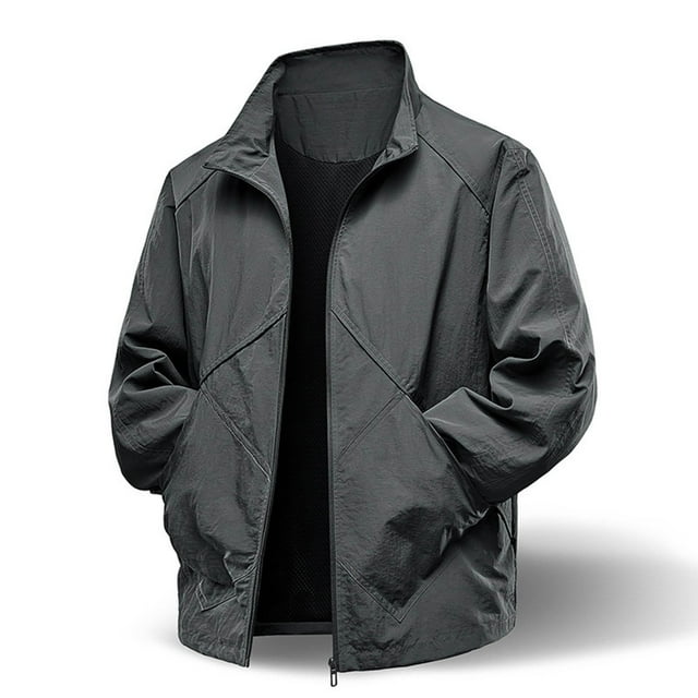 pstuiky manga larga para hombre, Chaqueta de trabajo para hombre, elástica, impermeable, para exteriores, con cuello alto, color liso, manga larga, solapa, top/camisa para hombre xxxxxl