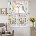 thumbnail image 6 of Happy Easter Swag Curtains Valance & Tier Set, Spring Green Pink Blue Bunny Eggs Tulip Floral Color 3 Pcs Set Kitchen Swag Valances and Tiers 36 Inch Length Rod Pocket Curtain Drapes for Bedroom, 6 of 9