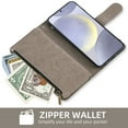 thumbnail image 4 of Compatible with Samsung Galaxy S24 Plus/S25 Plus S24+ S25+ 5G Wallet Phone Case and Tempered Glass Screen Protector Flower Faux Leather Flip Credit Card Holder Stand Zipper Cell Cover Women Grey, 4 of 9
