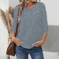 thumbnail image 7 of Staron Women's Casual Tops 3/4 Sleeve Round Neck Blouse Loose Comfy Fashion Basic Tee Shirt, Gray XL, 7 of 7