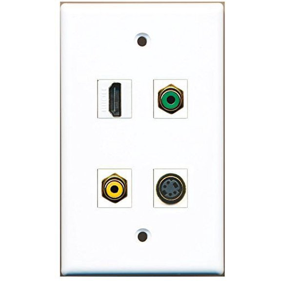 RiteAV - 1 Port HDMI 1 Port RCA Yellow 1 Port RCA Green 1 Port S-Video Wall Plate