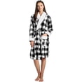 thumbnail image 1 of Safdie & Co. Polyester Bath Robe Sherpa Trim L/XL White and Black Buffalo, 1 of 4