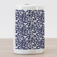 thumbnail image 3 of Navy Blue Ceramic Toothbrush Holder, Multi Designed Pattern with Hearts Butterflies Leafs and Dots Image, Decorative Versatile Countertop for Bathroom, 4.5" X 2.7", Navy Blue and White, by Ambesonne, 3 of 4