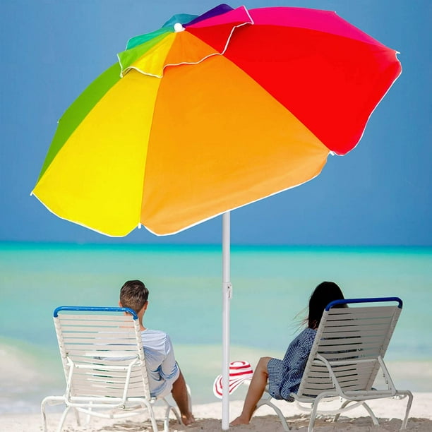 Beach Umbrella,air-Vent with Tilt Steel Pole, Portable UV 100+ Protection Beach  Umbrella with Carry Bag for Outdoor Patio, Rainbow 