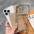 thumbnail image 4 of Compatible for iPhone 13 Pro Max 6.7 Inch Bling Plating Case with Card Slot, Cute Clear Glitter Phone Case for Women Girls Soft TPU Shockproof Back Cover for iPhone 13 Pro Max Gold, 4 of 13