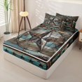 thumbnail image 2 of Erosebridal Rustic Texas Stars Zipper Twin Comforter Sets with Fitted Sheet and 2 Pillowcases,Vintage Wood Western Zipper Bedding Set For Boys,Black Reversible,4pcs, 2 of 7