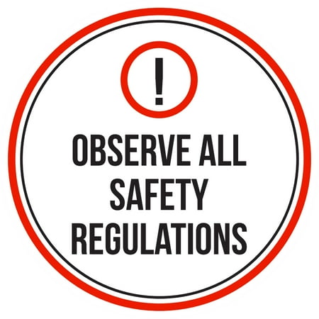 Regulation Pool - Observe All Safety Regulations Swimming Pool Spa Warning Round Sign - 9 Inch