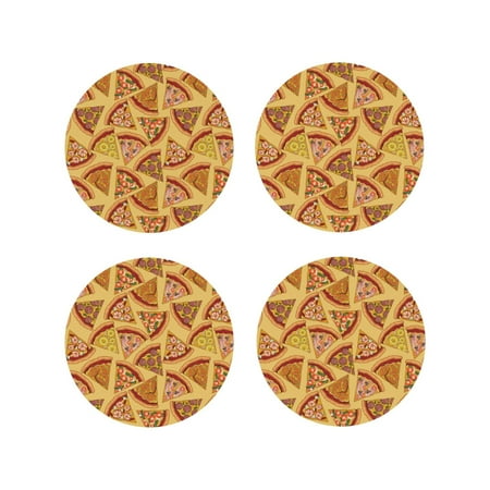 

Drink Coasters Set of 4 Cute Pizza Pineapple Shrimp Leather Coasters for Coffee Table Protector Heat Resistant Cute Coasters for Home Decor Housewarming Gifts Bar Kitchen 4 Inch Round Shape