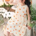 thumbnail image 4 of CHEEREAM Girls Dresses Girls Casual Cute Peter Pan Collar Beach Floral Dress Spring Summer Sleeveless Beach Dress Beige 5 Years, 4 of 9