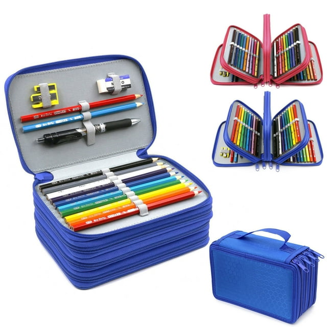 Estuche cuadrado azul cuatro capas estuche color liso 72 agujeros Ormromra CJWUS-2675