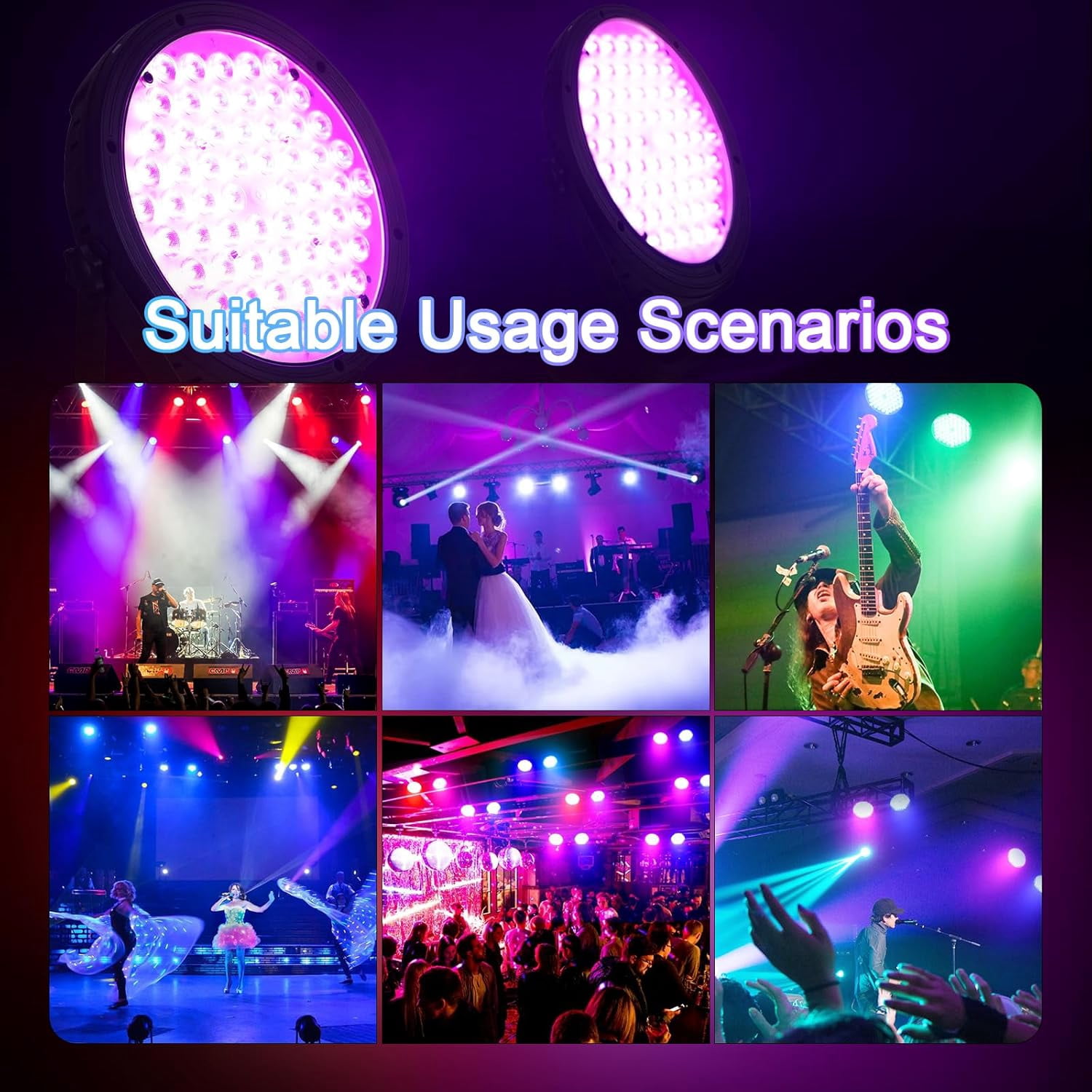 Stage Lighting 120W Par Light RGBW 4-in-1 Stage Lights, DJ Light DMX for Concert and Events,1 Pack