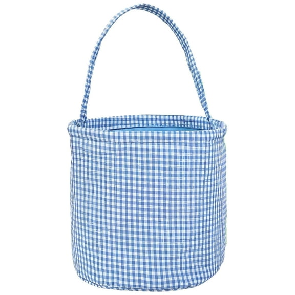 Nursery Storage Basket, Easter Bucket, Personalized Basket, Checked Design, 10 in, Blue