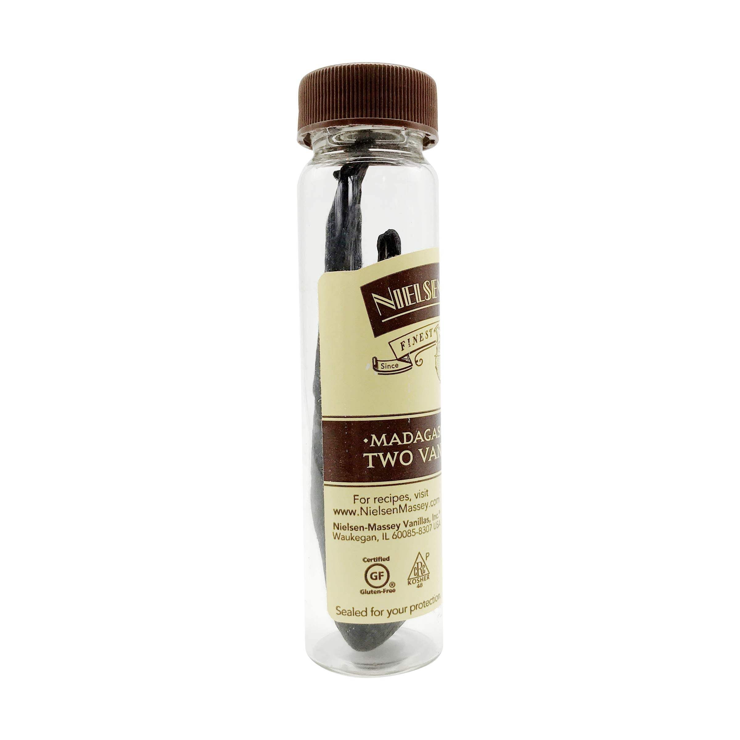 Nielsen-Massey Madagascar Bourbon Whole Vanilla Beans for Baking, 2 Count