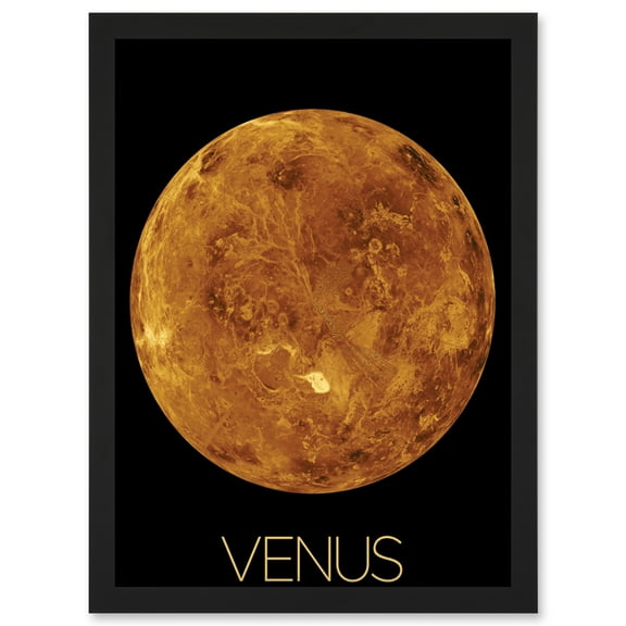 NASA Our Solar System Venus Planet Northern Hemisphere Artwork Framed Wall Art Print A4