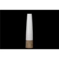 thumbnail image 1 of Benjara BM219682 Ribbed Ceramic Vase with Banded Bottom, White & Brown - Set of 2, 1 of 1
