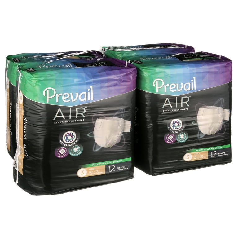 Prevail Air Plus Briefs, Size 1, Medium, 26″-48″